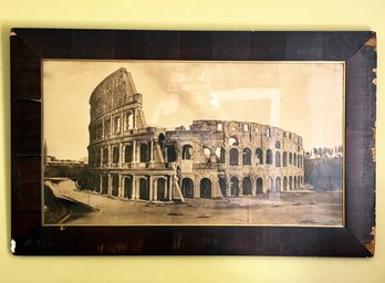 A Large Vintage Coliseum Print In Antique Oak Frame
