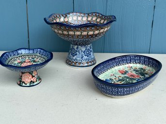 Small Handmade Polish Pottery Dishes