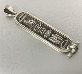 Vintage Sterling Silver Pendant Egyptian Cartouche Form Pendant .140 Ozt.