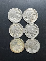 6 Buffalo Nickels 1916, 1920, 1927, 1928, 1929, 1936