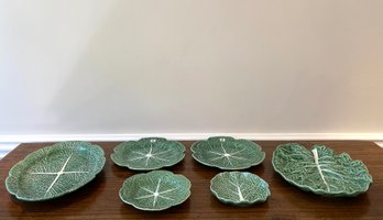 Bordallo Pinheiro - Portugese Ceramic - Group Of  Cabbage And Lettuce Plates