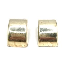 Vintage Sterling Silver Large Mexican Chunky Clip On Earrings