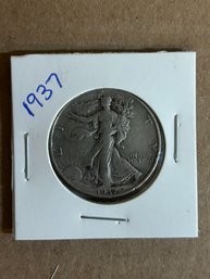 Beautiful 1937 Walking Liberty Silver Half Dollar 90 Silver Coin