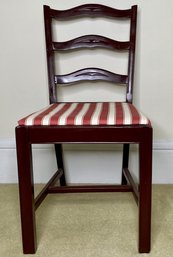 Mahogany Side Chair With Striped Upholstered Seat