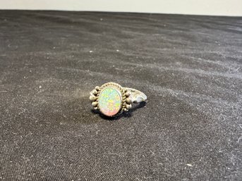 Sterling Silver Ring And Opal Size 7-7.25, .15 Toz