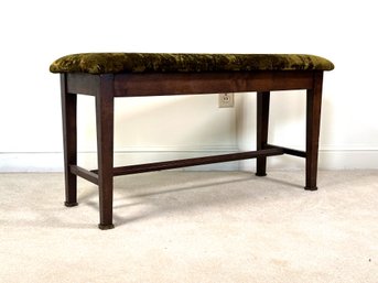 A Vintage Piano Bench With A Crushed Velvet Seat By Charles Parker Co.