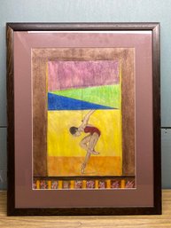 Carlyne Labrecque. 'la Danse' Original Framed And Matted Color Pastel Of Woman Dancer Ballerina.