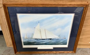 Framed Print ~ Painting Of The Americas Cup ~ Signed  By Tim Thompson ~