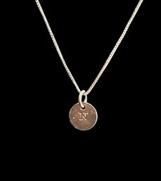 Vintage Italian Sterling Silver Chain With N Pendant