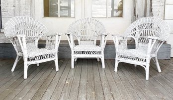 A Set Of 3 Vintage Wicker Child's Chairs