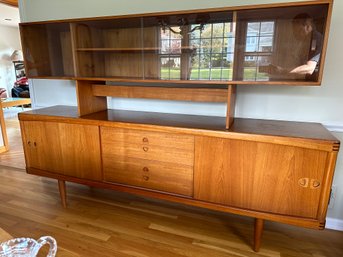 Mid Century Danish Teak Sideboard Credenza With Room Divider China Cabinet