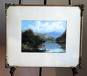 Antique Pastoral Landscape Painting, Framed