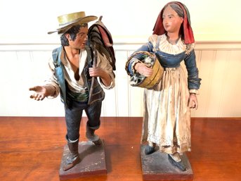 Pair Of Italian Street Seller Figures, 19th C.