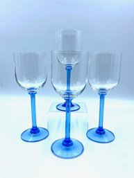 Vintage Sapphire Stemmed Wine Glasses