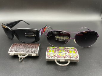 Judith Leiber- A Pair Of Pill Boxes And A Pair Of Sunglasses.
