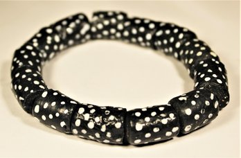 Unique Black And White Polka Dot Stone Beaded Bracelet