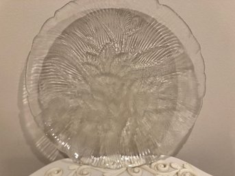 3 Glass Serving Platters With Flower Designs