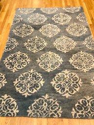 POTTERY BARN EMPIRE SCROLL INDIGO  Wool  Petite Area Rug