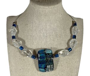 Contemporary Crystal And Art Glass Beaded Choker Necklace
