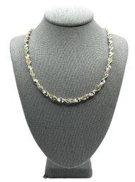 Gorgeous Italian Sterling Silver With Vermeil Twisted Shimmery Chain Necklace