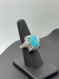 Stunning Judith Ripka Turquoise & CZ Sterling Silver RIng