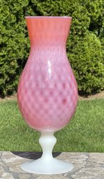 Beautiful 11' Optic Cased Glass Vase-Orange To Pink To White