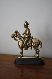 Vintage Solid Brass Soldier On Horseback Doorstop