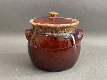 Vintage Drip-Glazed Bean Pot With Lid By Hull