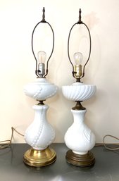 Pair Of Milk Glass Table Lamps