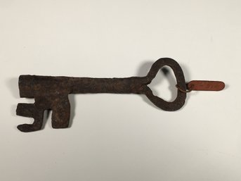 Incredible Early Antique Large Antique Key Late 1700s / 1800s Has Old Museum Asset Tag - Same Estate As Binocs