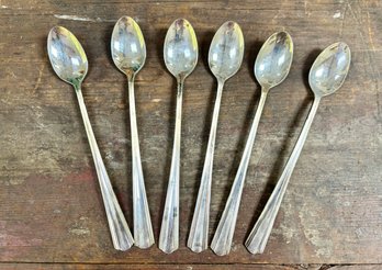 1930-40s Vintage Art Deco Style Victor S Co. Silver Plate Iced Tea Spoons- Set Of 6