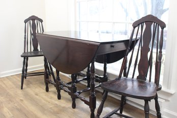 Antique Turned Gate-leg Table And Victorian Spindle Chairs (restoration Project)