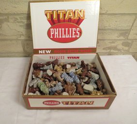 Titan Phillies Cigar Box Filled With Wade Figurines 1 Of 3