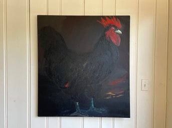 Black Austrolorp Rooster Oil On Canvas