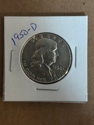 Beautiful 1950-D Ben Franklin Half Dollar 90 Silver