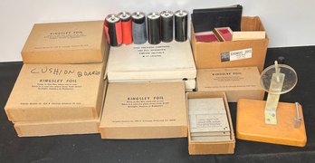 Large Lot Of Vintage Kingsley Embossing Hot Foil Rolls, Empire Initials, And Stamps