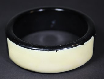 Vintage Large Black And White Plastic Bangle Bracelet 1960s