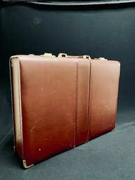 Vintage Burgundy Leather Briefcase W/ Goldtone Hardware