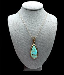 Gorgeous BARSE Designer Sterling Silver Turquoise Pendant On Italian Sterling Silver Chain