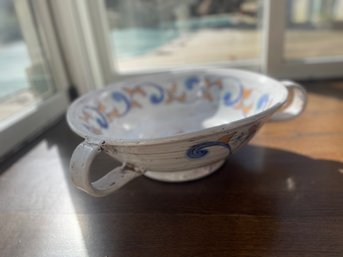Buonamici Extra Large Italian Ceramic Bowl With Three Handles 17'