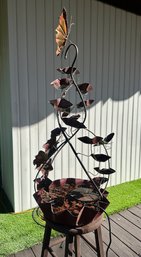 Copper Electric Fountain With Butterfly & Foliage