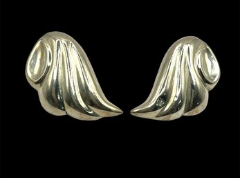 Vintage Sterling Silver Large Bubble Designer Earrings