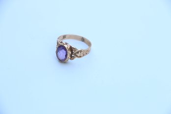 Antique 14k Yellow Gold Amethyst Ring Size 3.25