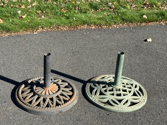 Two Heavy Weighted Cast Iron Bases