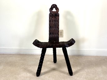 A Vintage/Antique Hand-Carved Birthing Stool