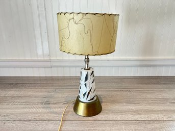 Mid Century Glass Lamp With Shade