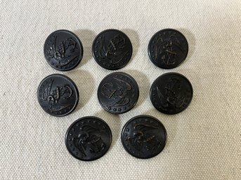 Set Of 8 US Marine Corps Civil War Large 1-1/8' Eagle & Anchor Brass Buttons - Waterbury CT