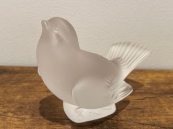 Signed Lalique Sparrow Head Up-Figurine