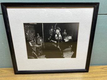 Wonderful Framed And Matted B&W Photograph Of Ella Fitzgerald. Frame Measures 15 1/8' X 17 1/8'.