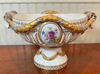 Meissen Porcelain Basket With Rams Head Handles